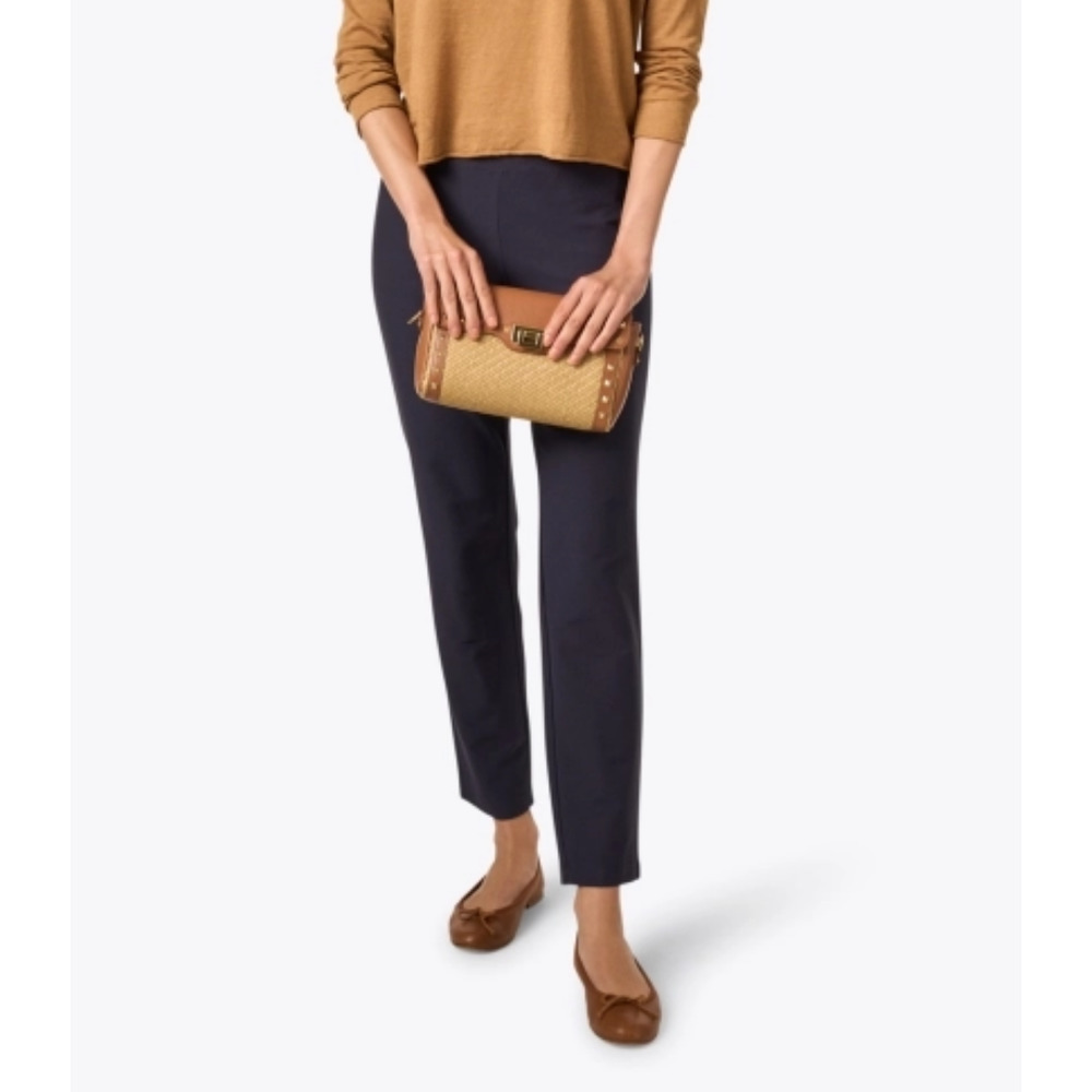 Eileen Fisher Navy Side-Zip Cotton/Spandex Capri Pants  - XS